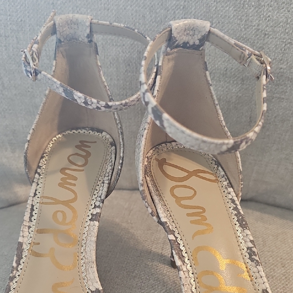 Sam Edelman Snakeskin Patterned  Ankle Strap Heels EUC - Picture 3 of 9